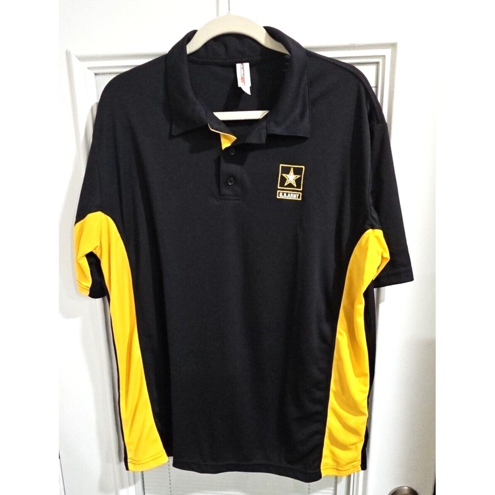 NWOT XL ARMY BLACK & GOLD POLO SHIRT MADE IN THE USA